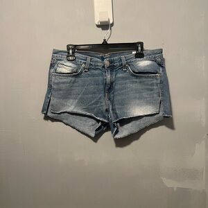 rag & bone Light Blue Distressed Denim Cutoff Shorts